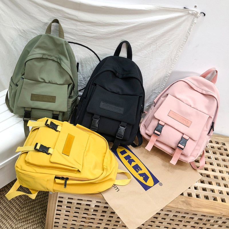 Hot New Fashion Backpack Solid Color School Bags For Teenage Girl Casual Travel Backpack Big Capacity Canvas Bag Women Bagpack