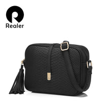 Load image into Gallery viewer, REALER small shoulder bag for women messenger bags ladies retro PU leather handbag purse with tassels female crossbody bag