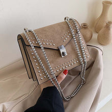 Load image into Gallery viewer, Scrub Leather Small Shoulder Messenger Bags For Women 2019 Chain Rivet Lock Crossbody Bag Female Travel Mini Bags