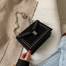 Load image into Gallery viewer, Scrub Leather Small Shoulder Messenger Bags For Women 2019 Chain Rivet Lock Crossbody Bag Female Travel Mini Bags