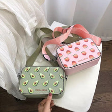 Load image into Gallery viewer, Litthing Fruit Avocado Handbag Small Box Shape Shoulder Bag Pink Strawberry Crossbody Bag Watermelon Bag Fashion Messenger Bag