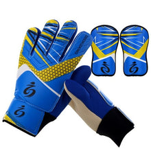 Load image into Gallery viewer, Youth Kids Football Soccer Goalkeeper Goalie Training Gloves Anti-Slip Breathable Goalkeeper Gloves with Leg Guard Protector