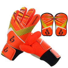 Load image into Gallery viewer, Youth Kids Football Soccer Goalkeeper Goalie Training Gloves Anti-Slip Breathable Goalkeeper Gloves with Leg Guard Protector