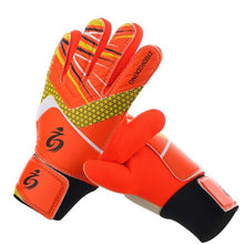 Load image into Gallery viewer, Youth Kids Football Soccer Goalkeeper Goalie Training Gloves Anti-Slip Breathable Goalkeeper Gloves with Leg Guard Protector