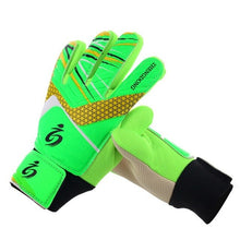 Load image into Gallery viewer, Youth Kids Football Soccer Goalkeeper Goalie Training Gloves Anti-Slip Breathable Goalkeeper Gloves with Leg Guard Protector