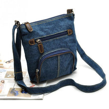 Load image into Gallery viewer, Denim Shoulder Bag Ladies Satchel Zipper Bag Messenger Crossbody Bag Women Fashion Coin Purse  Sling Shopping Bag Retro Style
