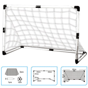 New 2 Sets Detachable DIY Children Sports Soccer Goals Practice Scrimmage Game Football Gate DIY White With Soccer Ball and Pump