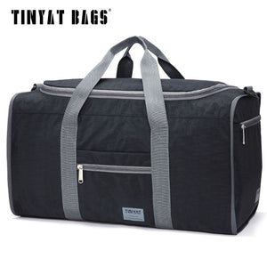 TINYAT Male Men Travel Bag Folding Bag Protable Molle Women Tote Waterproof Nylon Casual Travel Duffel Bag Black luggage T-306